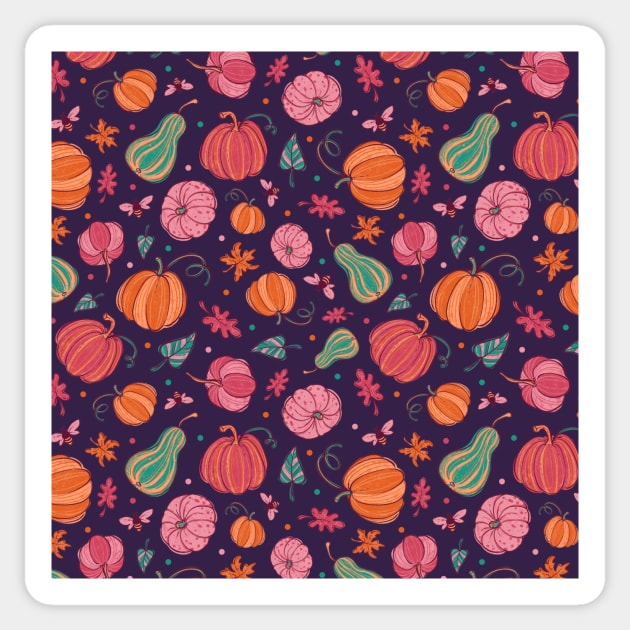 Pink Pumpkin Pattern Sticker by Alexandra Franzese